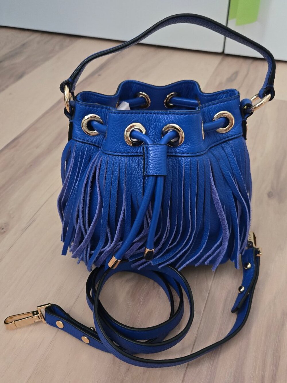 Milly  Leather Bucket Bag Royal Blue